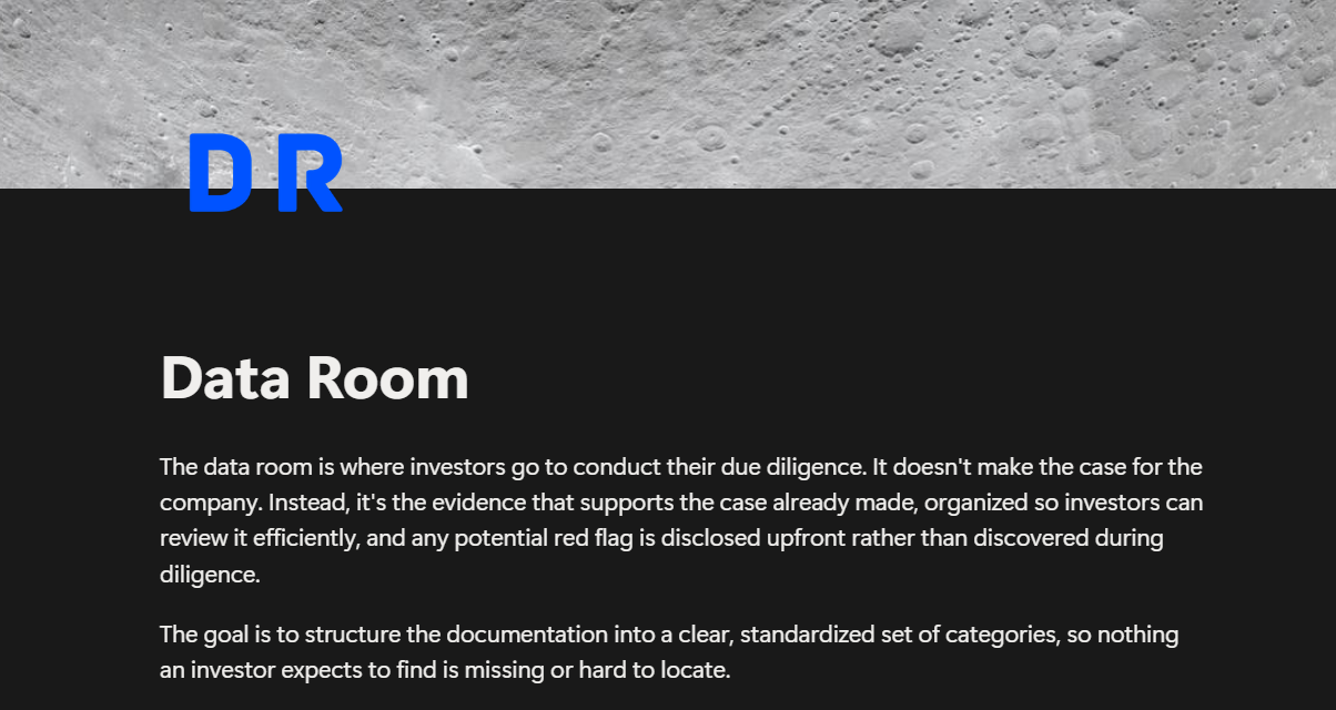 Product 2: Preparation Data Room preview